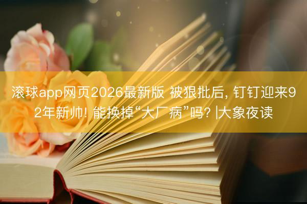 滚球app网页2026最新版 被狠批后, 钉钉迎来92年新帅! 能换掉“大厂病”吗? |大象夜读