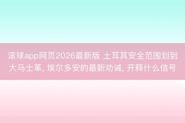 滚球app网页2026最新版 土耳其安全范围划到大马士革, 埃尔多安的最新劝诫, 开释什么信号