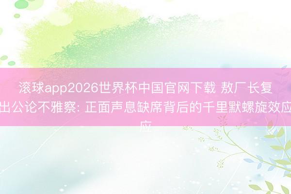 滚球app2026世界杯中国官网下载 敖厂长复出公论不雅察: 正面声息缺席背后的千里默螺旋效应