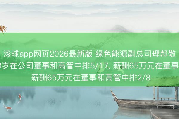 滚球app网页2026最新版 绿色能源副总司理郝敬立离任, 年纪58岁在公司董事和高管中排5/17, 薪酬65万元在董事和高管中排2/8