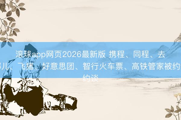 滚球app网页2026最新版 携程、同程、去哪儿、飞猪、好意思团、智行火车票、高铁管家被约谈