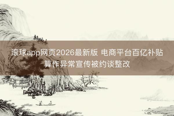 滚球app网页2026最新版 电商平台百亿补贴算作异常宣传被约谈整改