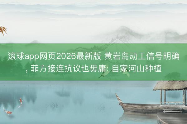 滚球app网页2026最新版 黄岩岛动工信号明确, 菲方接连抗议也毋庸: 自家河山种植